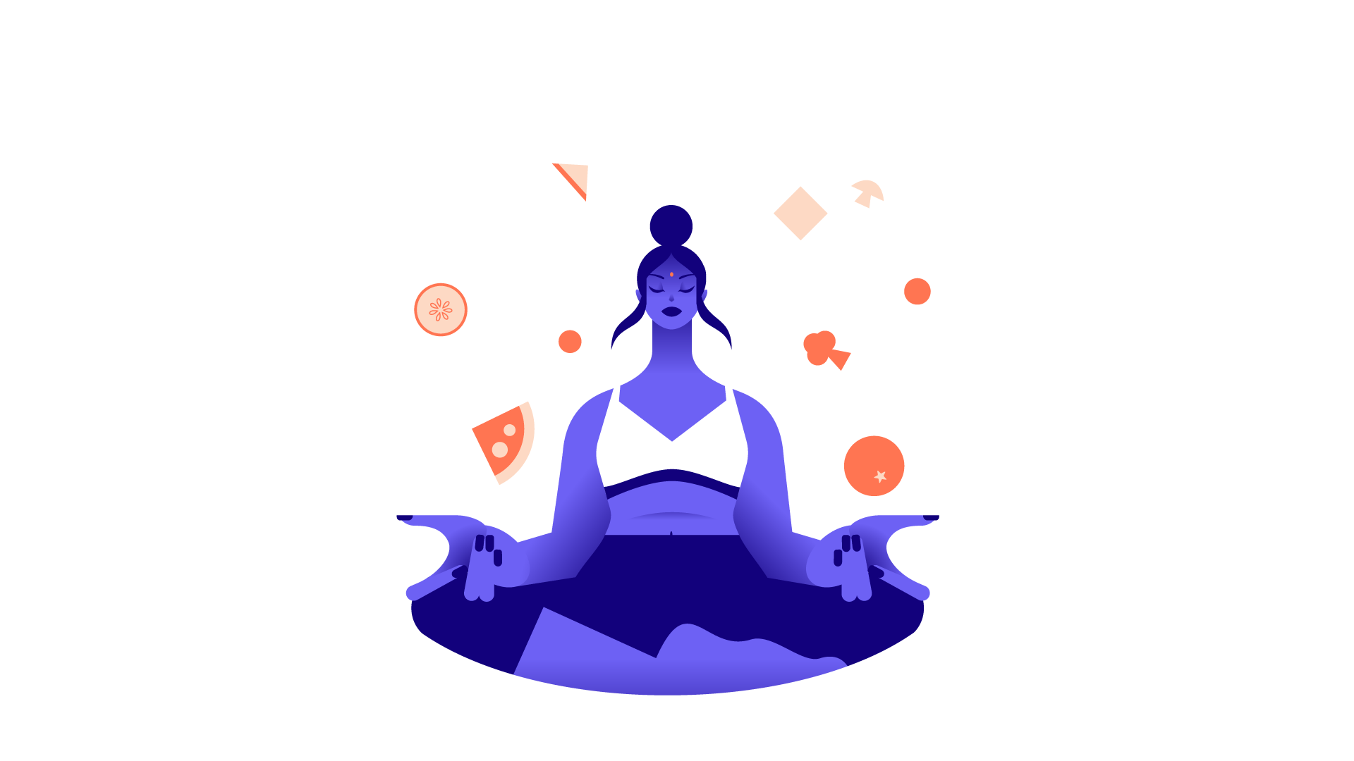 Illustration showing a woman meditating